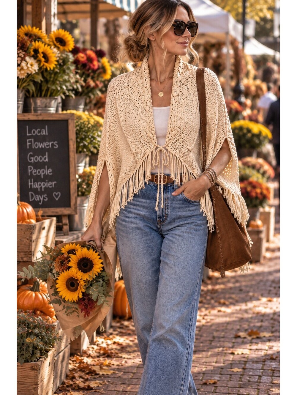 Lorena Antoniazzi Linen Cable Knit Fringe Tie Front Cardigan Italy 44